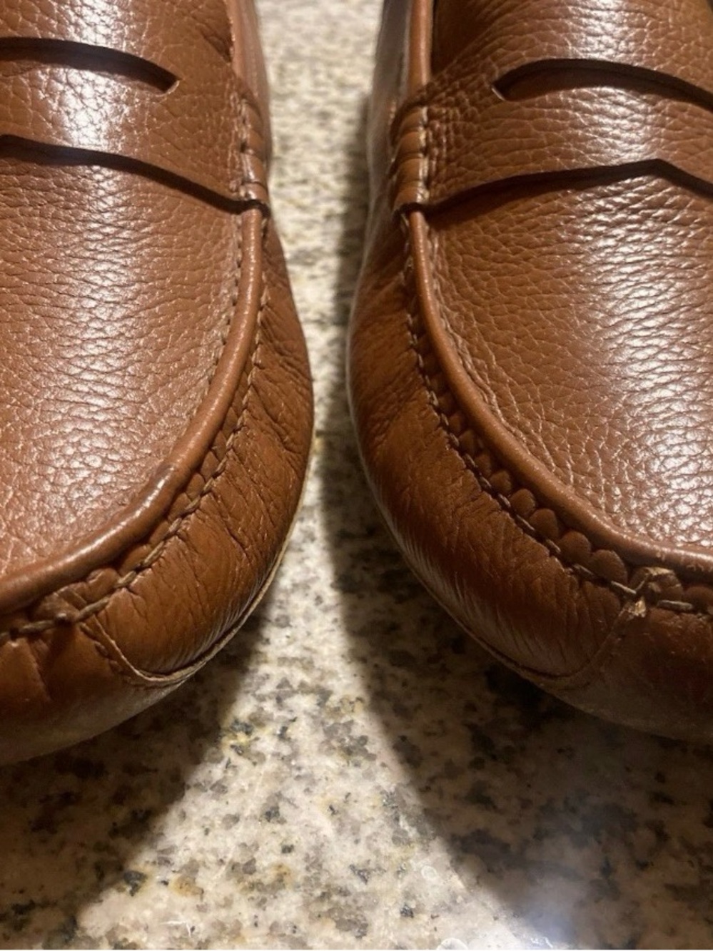 Cole Haan Men's Brown Pebbled Leather Penny Loafers